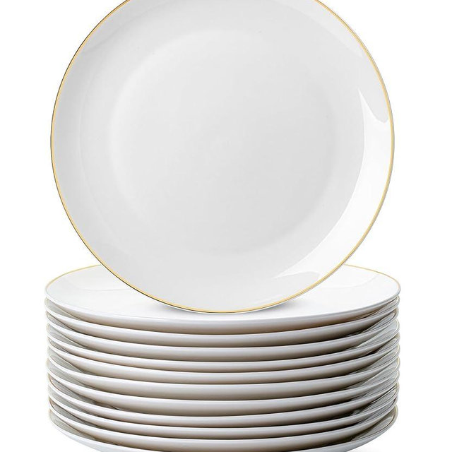 BTaT- White Porcelain Dinner Plates, Set of 12, 10.5", White Dishes, Porcelain Dinner Plates, Plate Set for 12, Porcelain Plates Sets for 12, White Plates Set, White Plates Ceramic, Dinnerware Plates