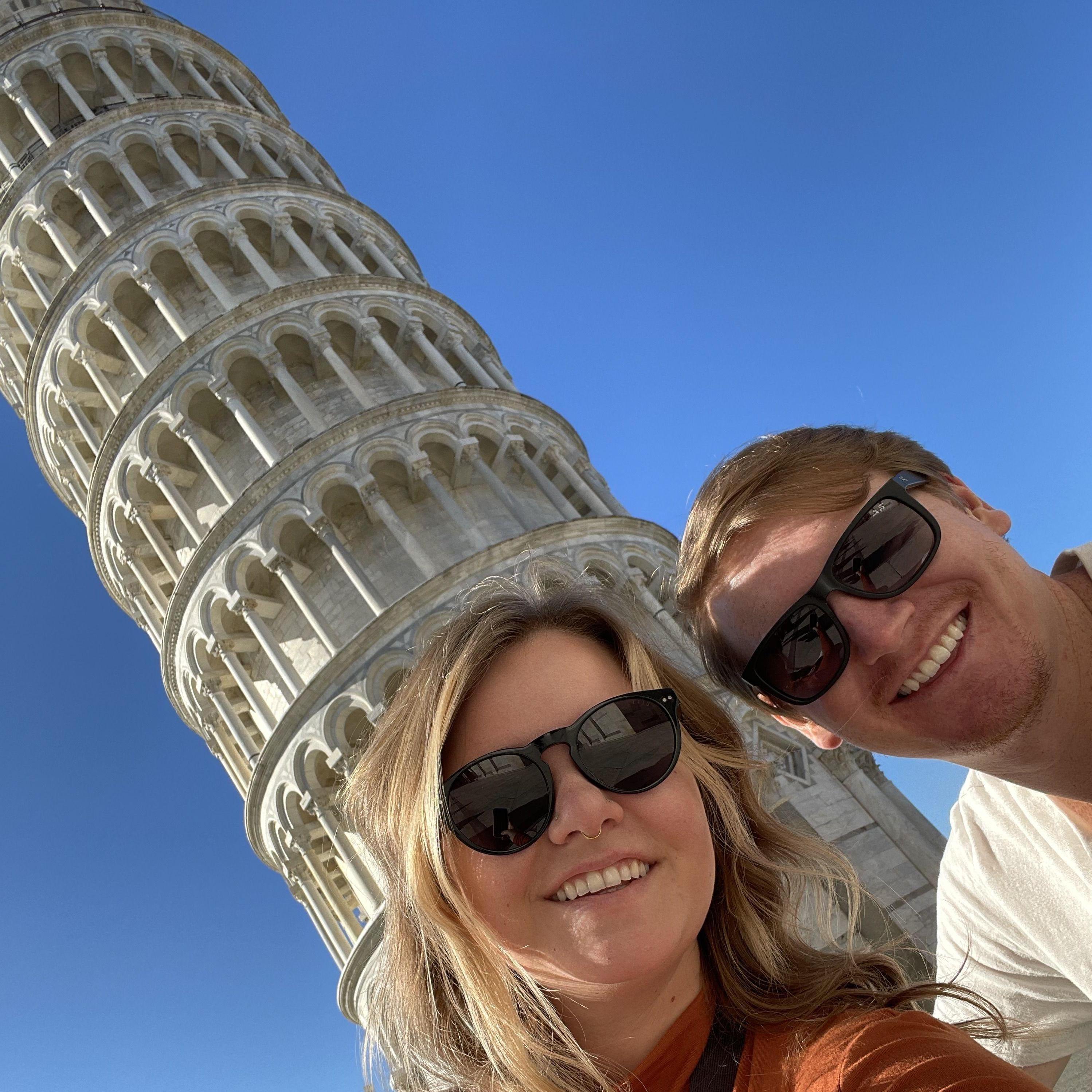 Indigo chickened out walking to the top of the Leaning Tower of Pisa