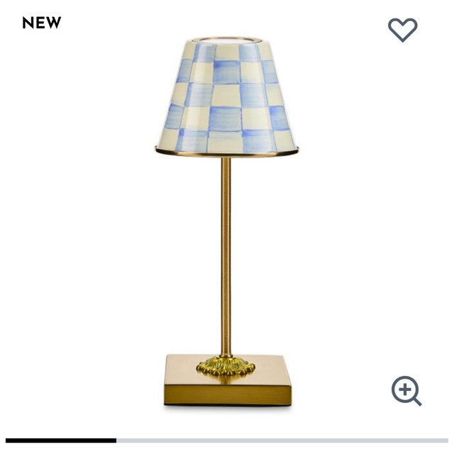 Sky Blue Check LED Rechargeable Cafe Table Lamp