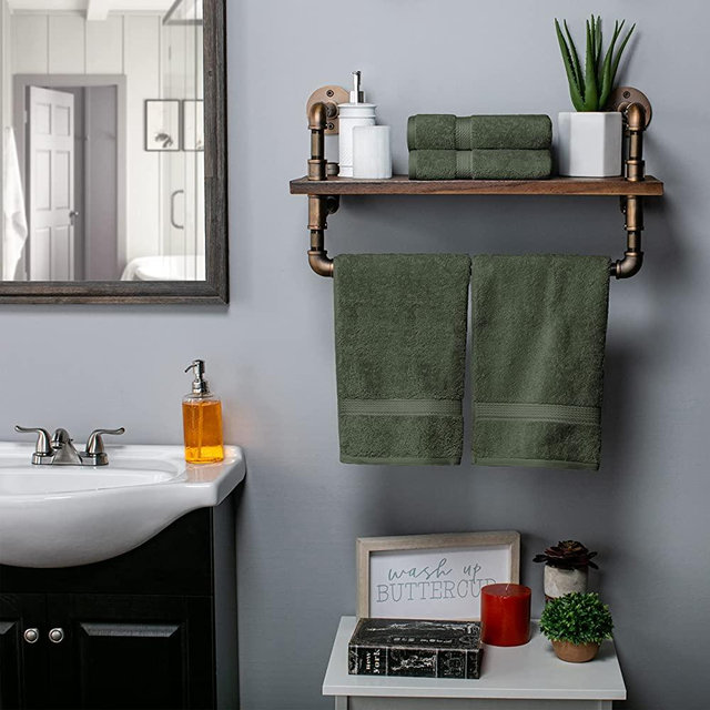 Superior Solid Egyptian Cotton Hand Towel Set, 20" x 30", 800 GSM, 4-Pieces, Forest Green