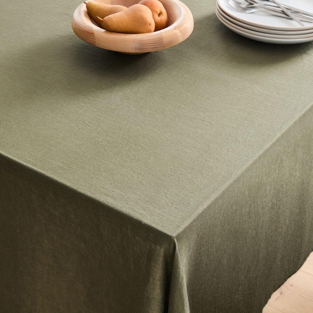 European Linen Tablecloth, Dark Olive