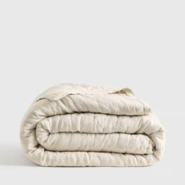 European Linen Dream Quilt - Sand, Full/Queen