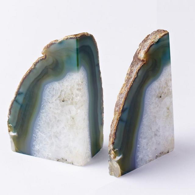 Agate Bookends, Set of 2, Green