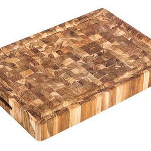 Teak Cutting Board - Rectangle Butcher Block With Juice Canal And Hand Grip 313