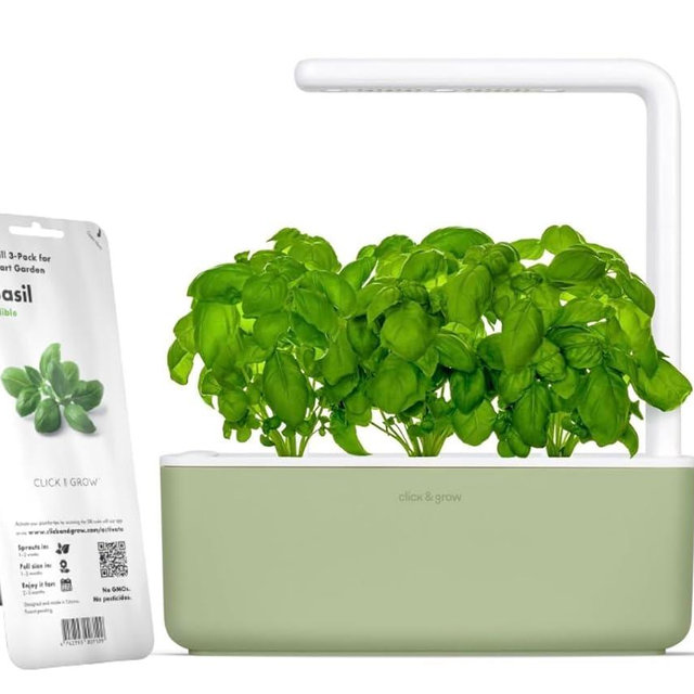 Click & Grow Indoor Herb Garden Kit with Grow Light | Smart Garden for Home Kitchen Windowsill | Easier Than Hydroponics Growing System | Vegetable Gardening Starter (3 Basil Pods Included), Sage