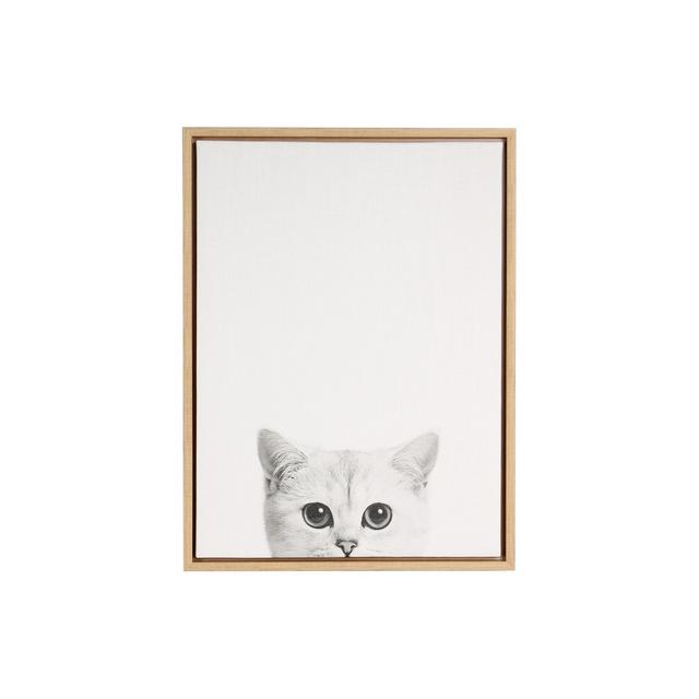 24" x 18" Kitty Framed Canvas Art Natural - Uniek