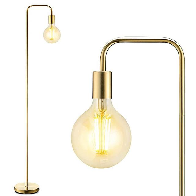 Floor Lamp, Industrial Floor Lamp, 63 Inch Standing Lamp, E26 Socket, On/Off Footswitch, Whole Metal, ETL Listed, Modern Floor Lamp for Bedroom, Living Room, Minimalist, Vintage, Mid Century, Gold