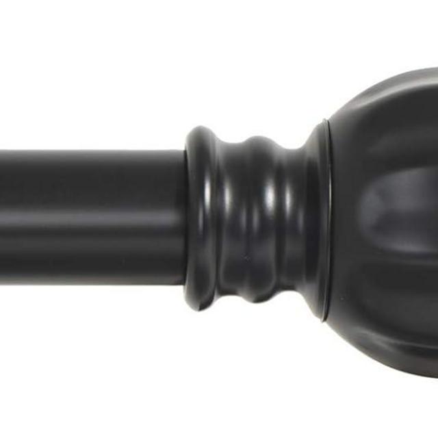 Ivilon Curtain Rod with Ball Finials - 1 inch Pole. 28 to 48 Inch. Black
