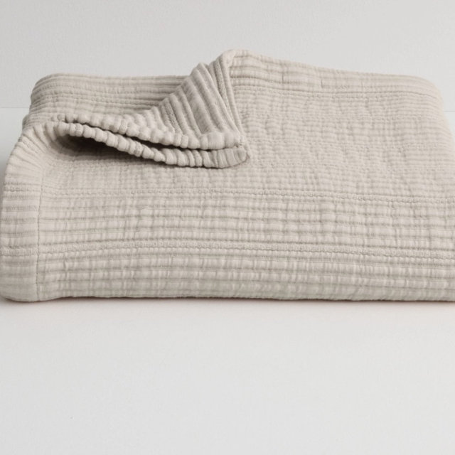 Miryana Stripe Cotton Matelasse Throw Blanket - Natural