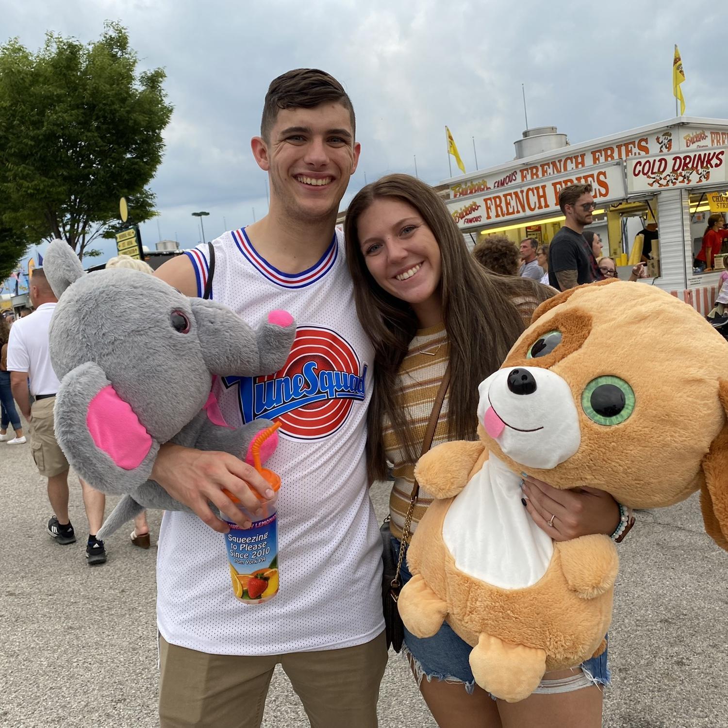 Showing off our winnings at the York Fair