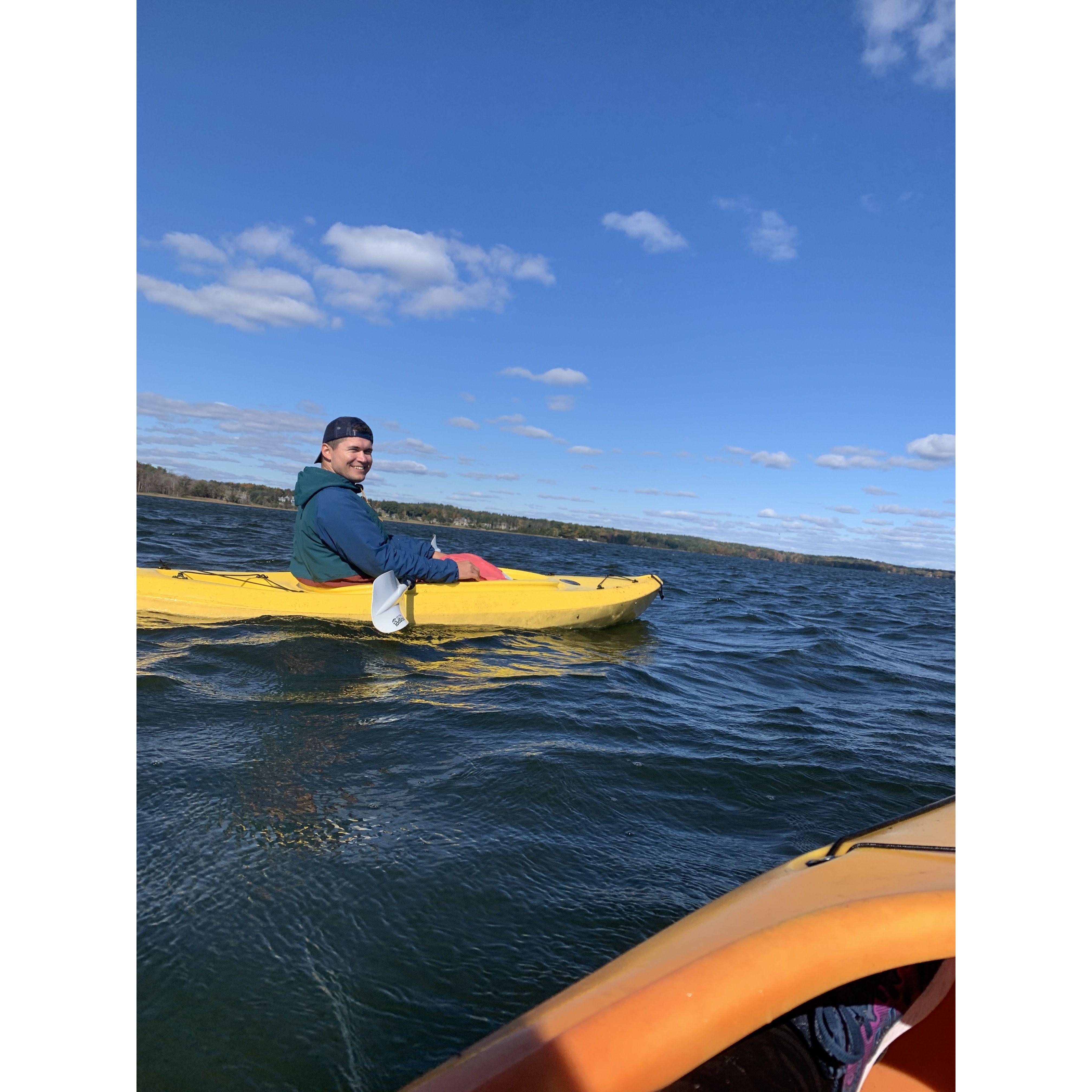 Just before the kayak flooded