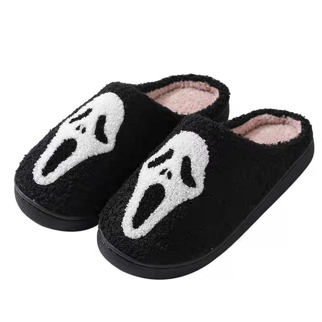 TBAVNOSY Unisex Halloween Slippers Spooky Ghost Slippers Cute Cozy Warm Plush Slip-On House Indoor and Outdoor Shoes