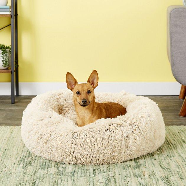 Best Friends by Sheri The Original Calming Shag Vegan Fur Donut Cuddler Cat & Dog Bed, Taupe, Small - Chewy.com