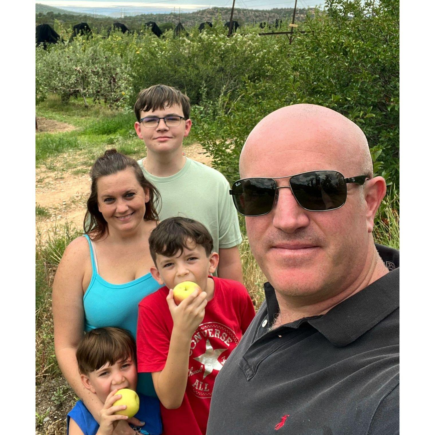 Family apple picking.