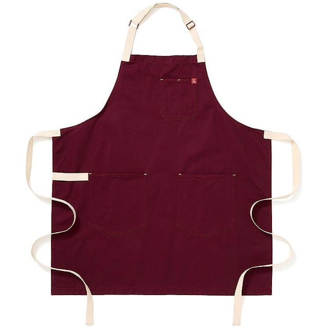 Hedley & Bennett House Red Essential Apron - Professional Chef Apron with Pockets and Adjustable Bib Strap for Cooking & Grilling - Kitchen Aprons for Men & Women - 8oz 100% Cotton Canvas Fabric