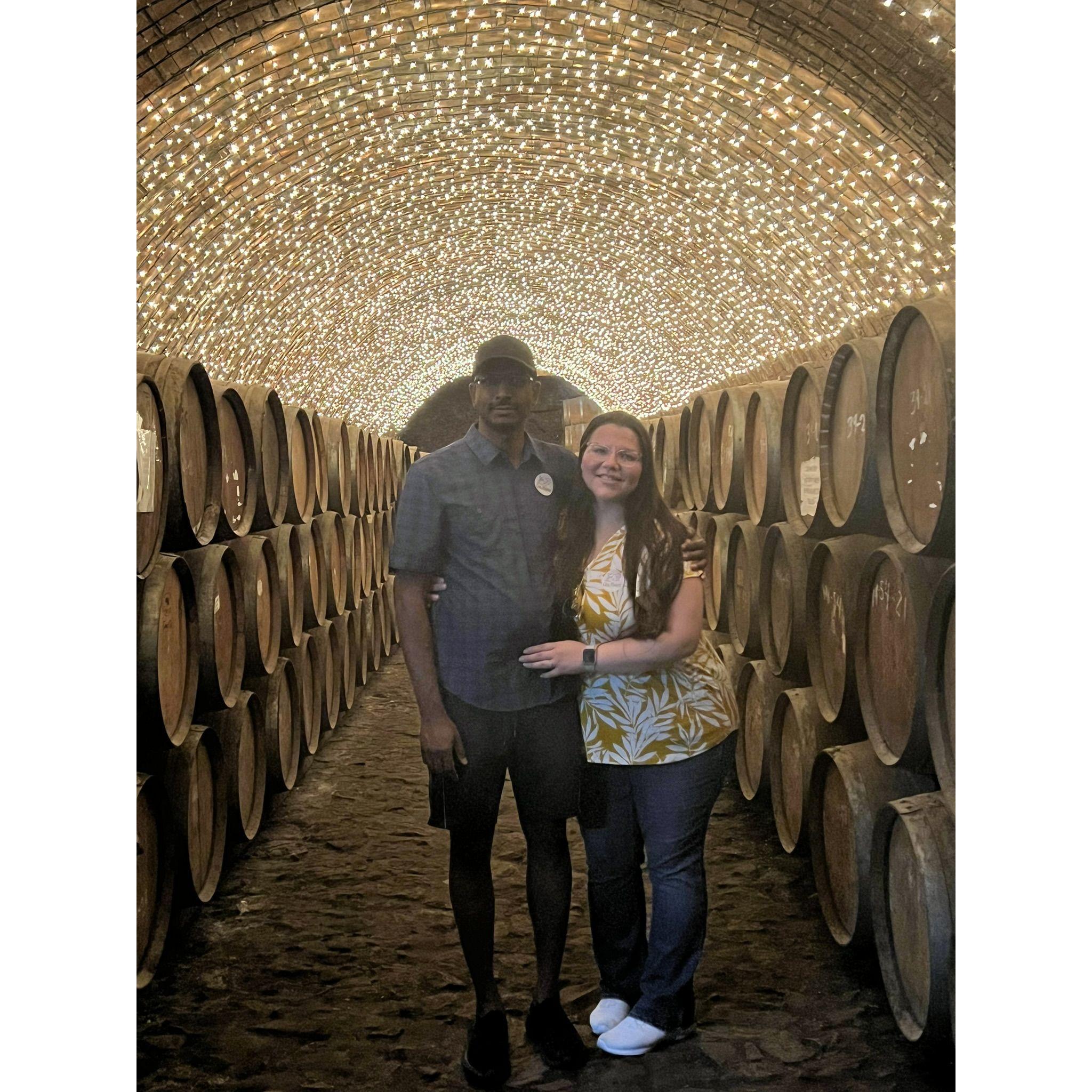 Enjoying a romantic tour of a tequila distillery