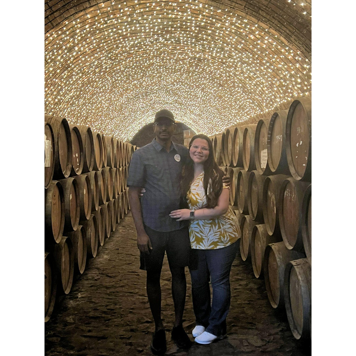 Enjoying a romantic tour of a tequila distillery