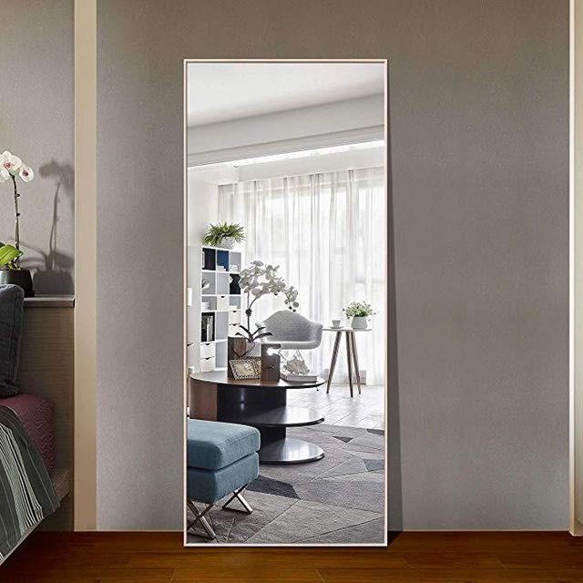 H&A 65"x22" Full Length Mirror Bedroom Floor Mirror Standing or Hanging (Black)