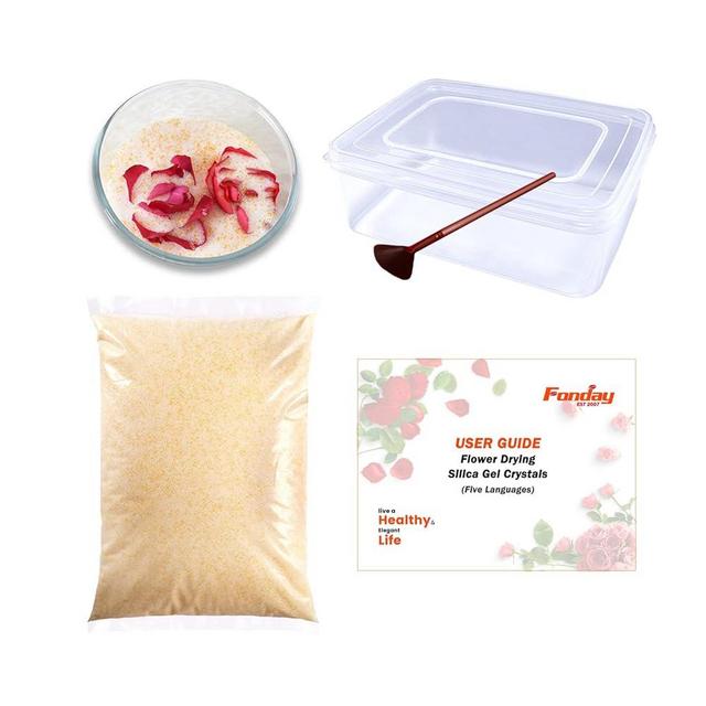 Fonday 8LBS(3.63Kg) Silica Gel Flower Drying Crystals with Sealed Container and Brush Fine Crystals Color Indicating Reusable,Bead Size<1mm (User Manual Included)