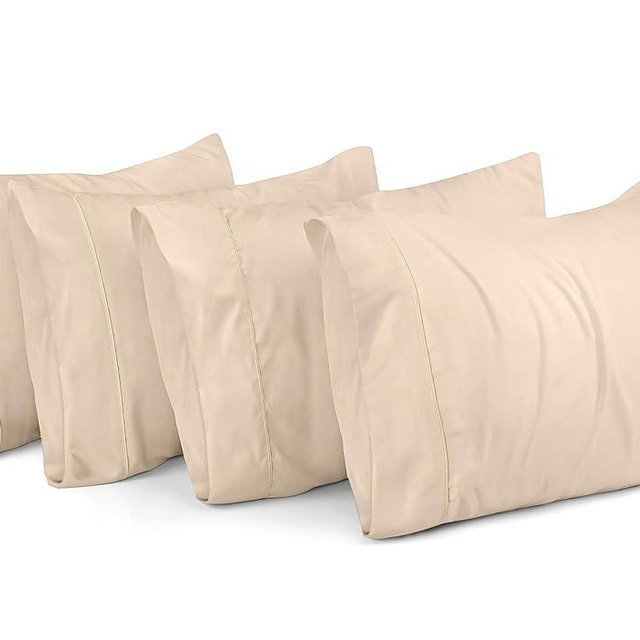 Utopia Bedding Standard Pillow Cases - 4 Pack - Envelope Closure - Soft Brushed Microfiber Fabric - Shrinkage and Fade Resistant Pillow Covers Standard Size 20 X 26 Inches (Standard, Beige)