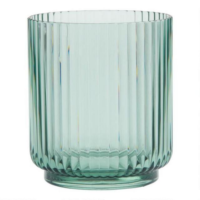 Mesa Green Ribbed Acrylic Double Old Fashioned Glass