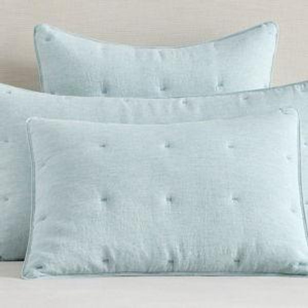 KING Belgian Flax Linen Shams - Sea Breeze