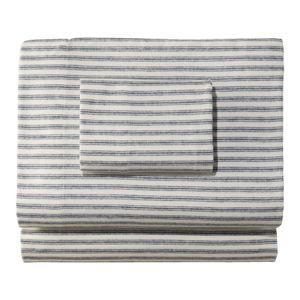 Ultrasoft Comfort Flannel Sheet Set, Stripe - Mariner Bue