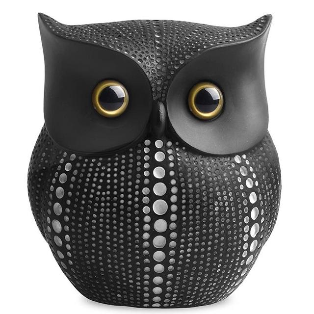 Owl Statue Decor (Black) Small Crafted Buho Figurines for Home Decor Accents, Living Room Bedroom Office Decoration, Buhos Bookself TV Stand Decor - Animal Sculptures Collection BFF for Owls Lovers