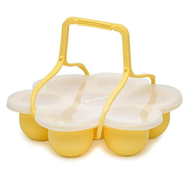 Goodful Premium Silicone Egg Bites Mold Accessories for Instant Pot, Ninja Foodi & Other Pressure Cookers with Handle and Lid, Dishwasher Safe, 7-Cup, Yellow