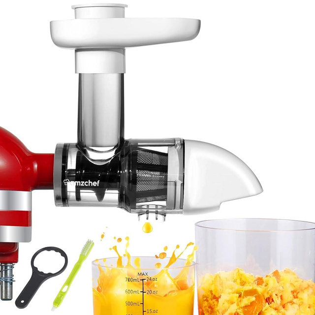 Masticating Juicer Attachment for KitchenAid All Models Stand Mixers,AMZCHEF Masticating Juicer, Slow Juicer Attachment for All KitchenAid Mixers, Cold Press Juicer Parts(Ivoy white)