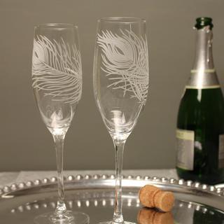 Peacock Champagne Flute, Set of 4