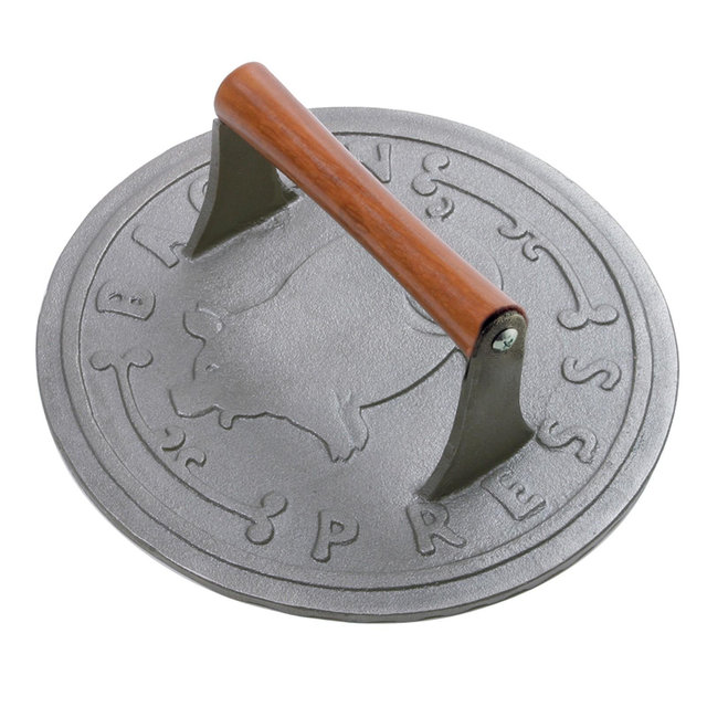 Norpro Round Cast Iron Bacon, Steak, and Burger Press, 8.75-Inch