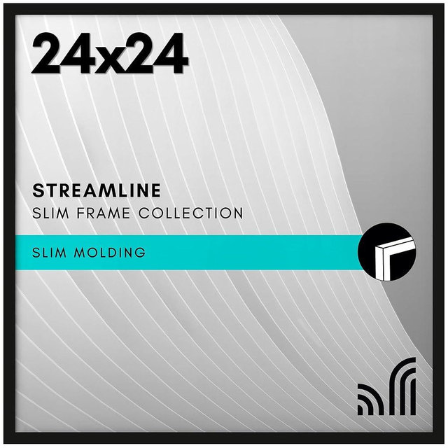 Americanflat 24x24 Picture Frame with Polished Plexiglass - Streamline Collection - Thin Square Picture Frame for Wall Display - Hanging Hardware Included - Black