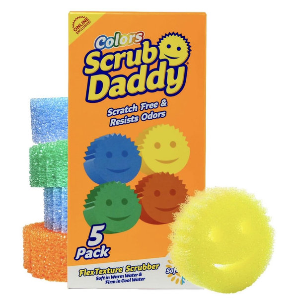 Scrub Daddy Scratch-Free Multipurpose Kitchen Sponges - Bulk Dish Sponges for Kitchen, Bathroom, Household Cleaning & More - Made with BPA-Free Polymer Foam (5 Count)