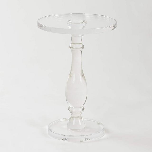 LIKENOW Acrylic End Table,Acrylic Side Table,Modern Nightstand with Clear Small Round Top and Solid Post for Living Room,Bedroom and Lobby 15.7x15.7x19.5 High inches
