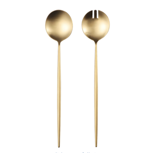 Salad Servers,Spoon and Fork Set 11.41 inch,18/10 Stainless Steel Salad Serving Titanium Plating (Gold)