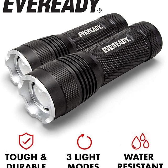 EVEREADY LED Tactical Flashlight, IPX4 Water Resistant, Super Bright High Lumens, Zoomable, 3 Light Modes, Heavy Duty Metal Body, Lanyard Included