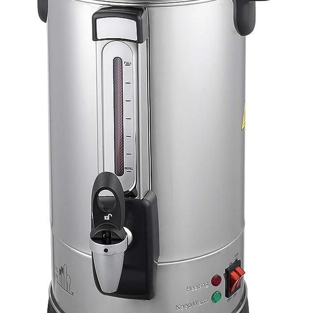 Classic Kitchen 40 Cup Capacity Hot Water Boiler Urn with new Twisloc˜ Safety Locking Tap, Metal Spout, Stainless Steel Double Wall and a Unique Circuit Board controlled Heating System allowing for Instant Reboil. Perfect for Keeping Hot Water for Tea, Coffee, and for Entertaining.