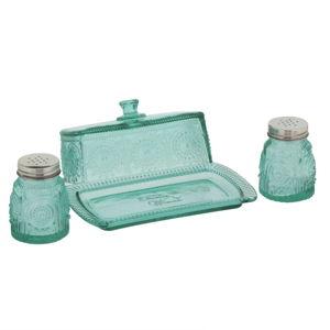 The Pioneer Woman Adeline Glass Butter Dish with Salt and Pepper Shakers