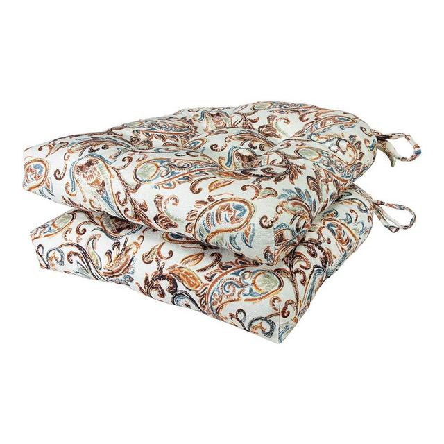 Arlee - Paisley Pad Seat Cushion, Memory Foam, Full-Length Ties for Non-Slip Support, Durable, Superior Comfort and Softness, Reduces Pressure, Washable, 14 x 15 Inches (Red, Set of 2)