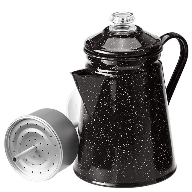GSI Outdoors 8 Cup Enamelware Percolator Coffee Pot for Brewing Coffee over Stove and Fire | Ideal for Campsite, Cabin, RV, Kitchen, Groups, Backpacking