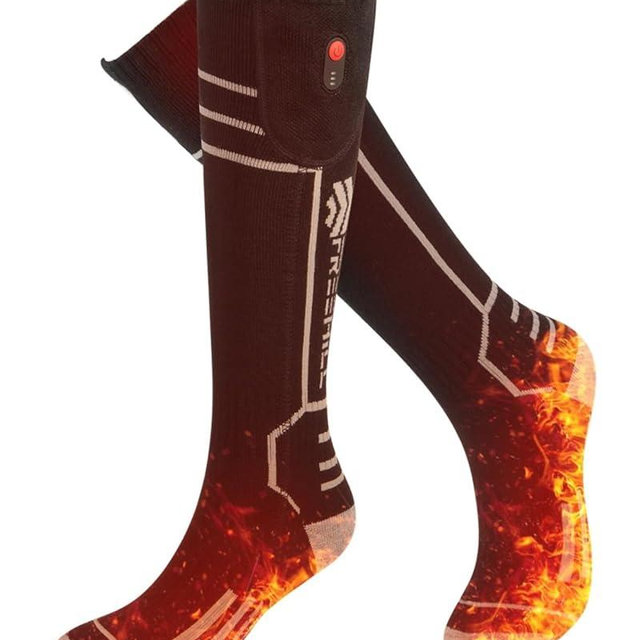 FREEHILL Merino Wool Heated Socks for Men Women, 5000mAh One-Click Control Rechargeable Cold Weather Heated Ski Socks