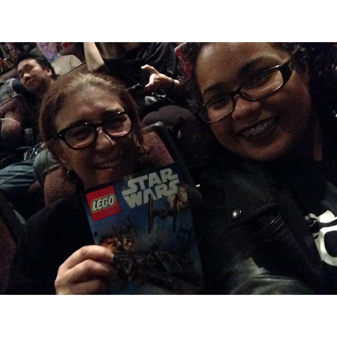 The star wars fanatics are at it again. Nellee and Nana at the movies