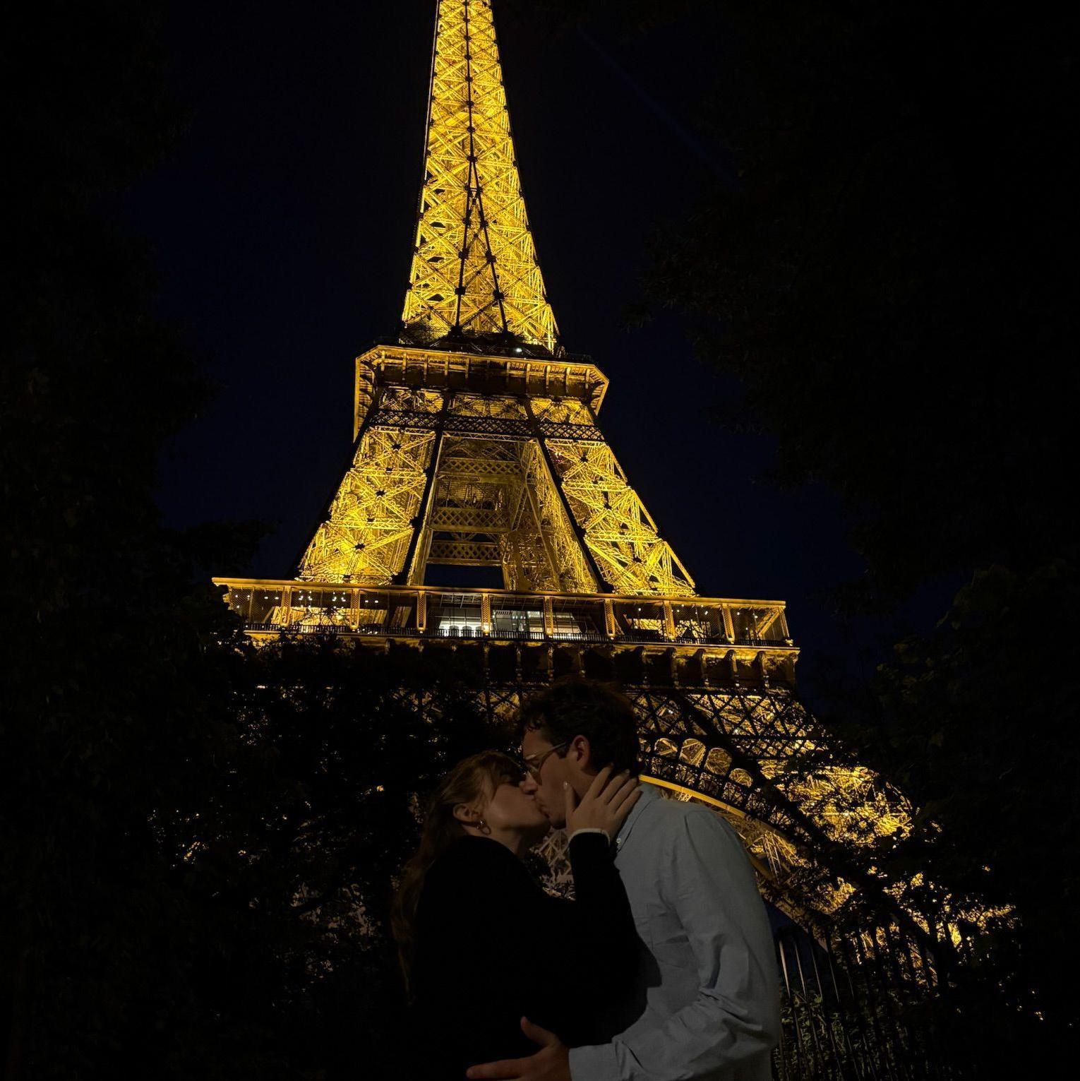Grace asked a group of teenage girls to take this photo without informing them of her plan to kiss John-Luc. Queue gasps, giggles, and cheering!