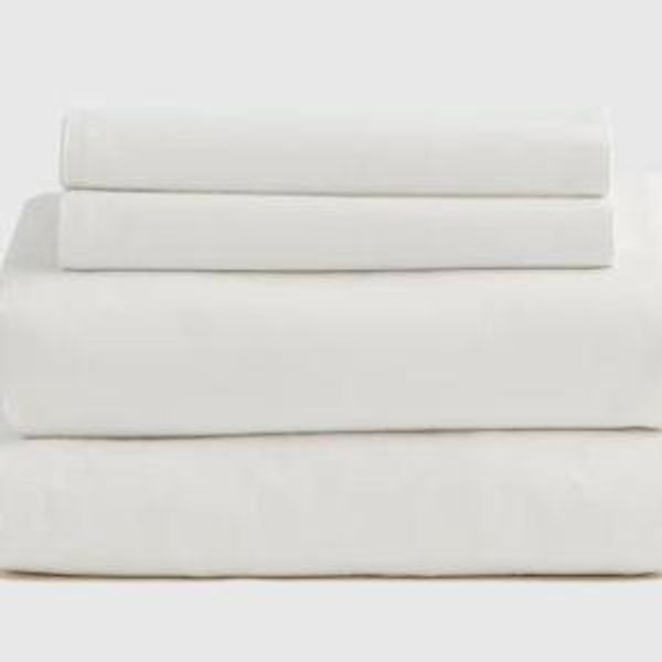 Full Size, White, Organic Brushed Cotton Sheet Set