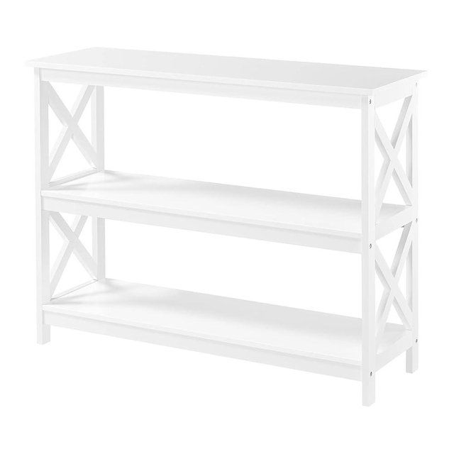 Yaheetech Sofa Side End Side Table with 3 Tier Storage Shelf for Living Room, Narrow Space, White