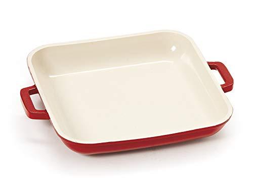 Heiss CA-004-RW Cast Aluminum Mini Square Grill Pan, 10 Ounce, 6" x 6", Red/White