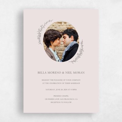 Light Mauve, Pink Wedding Invitation - Earlewood Photo