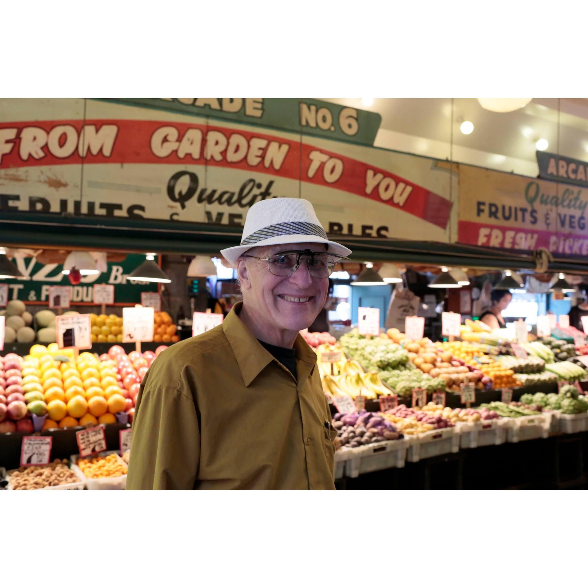 Joshua and Aaron's late Dad Lorne enjoying a trip with Josh to Seattle's famous Pike Place market.