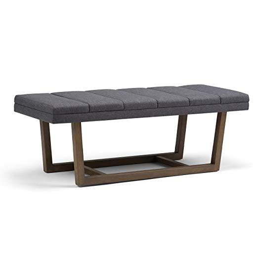 Simpli Home Jenson Ottoman Bench, Slate Grey